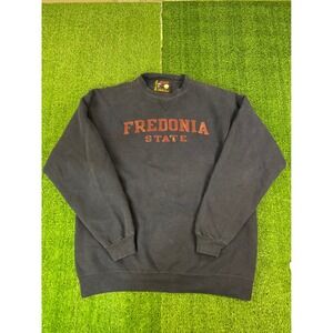 Vintage Soffe Heavy Cotton Fredonia State Crewneck Sweatshirt Navy Blue Mens XL